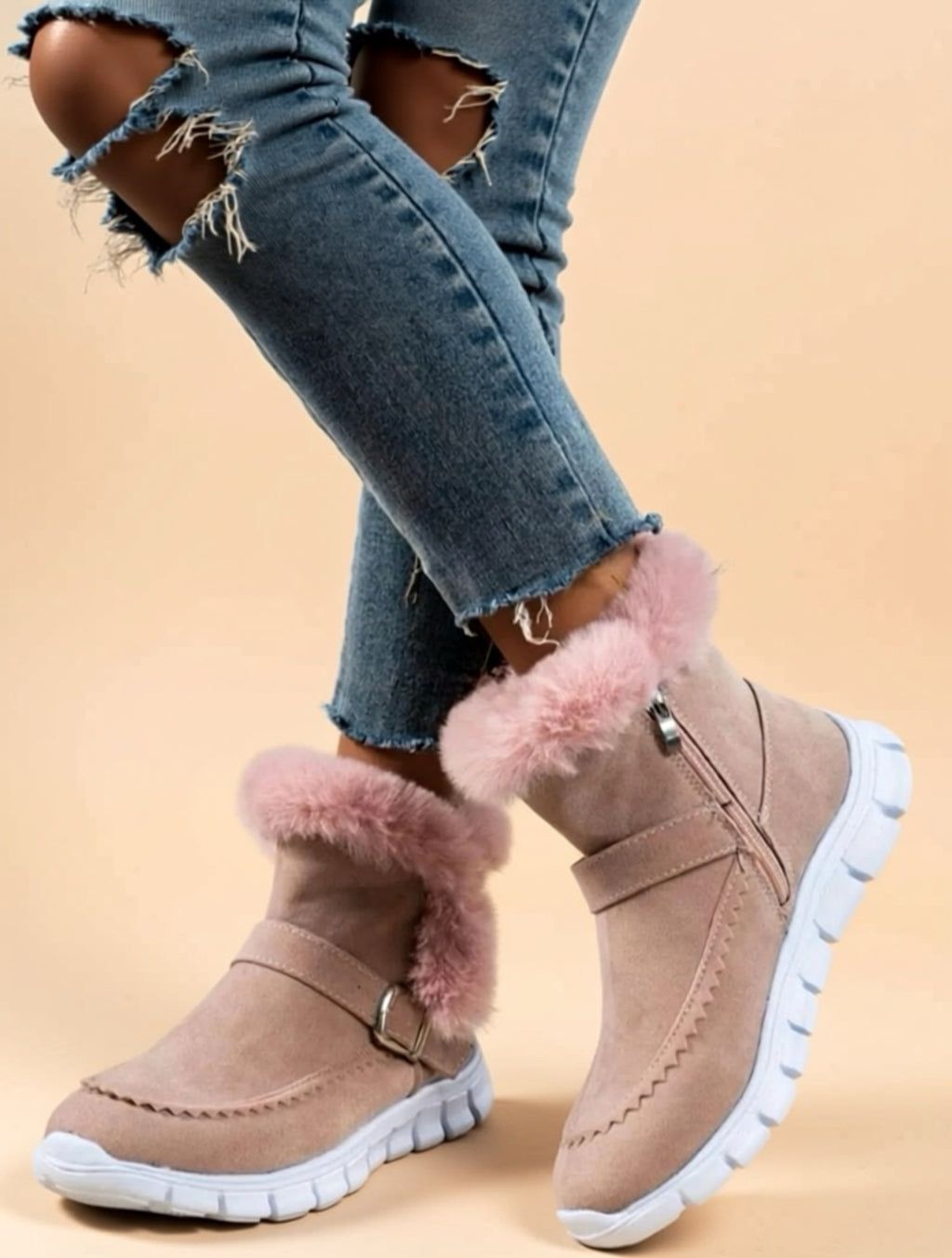 Bottes d'hiver fourrées en suède