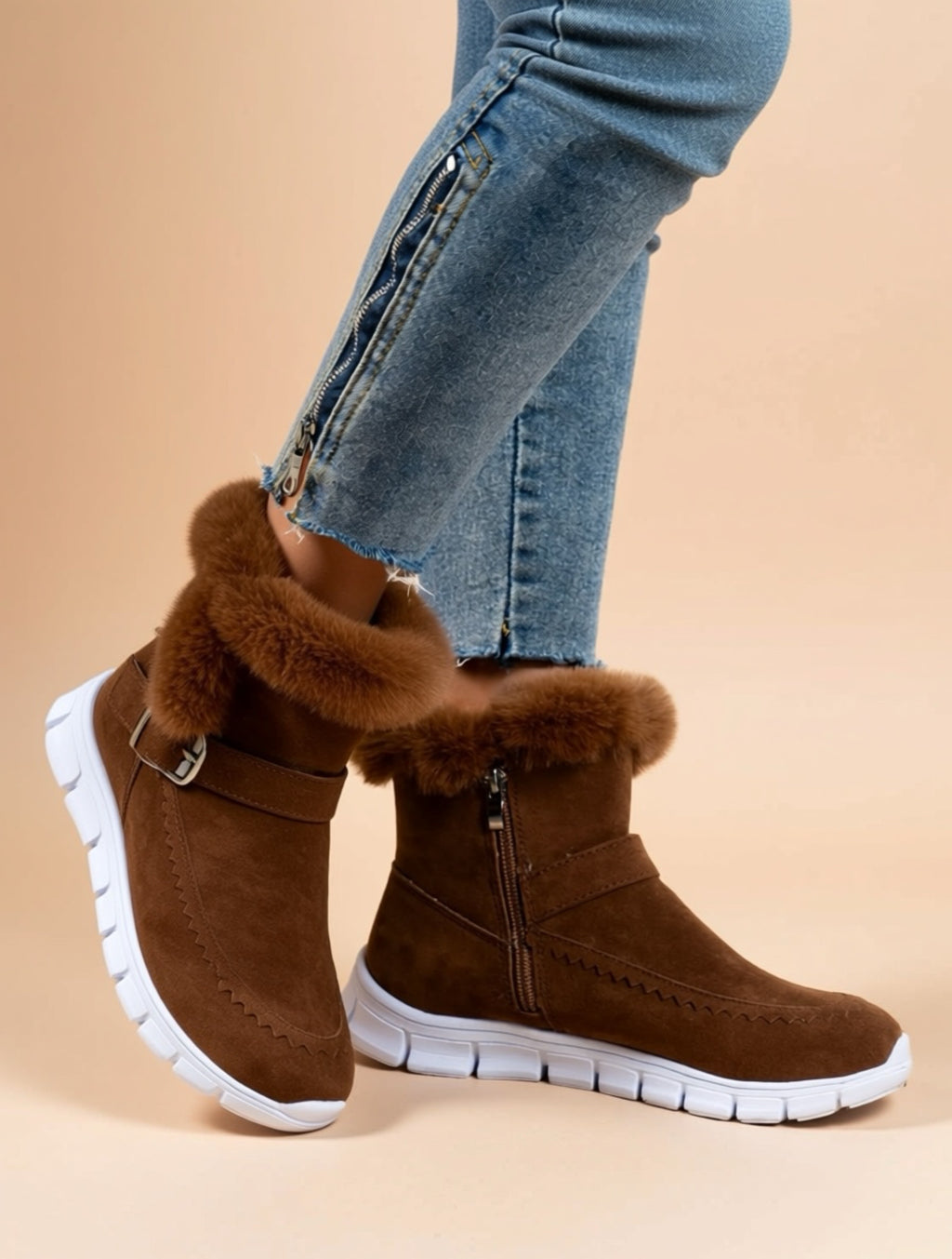 Bottes d'hiver fourrées en suède