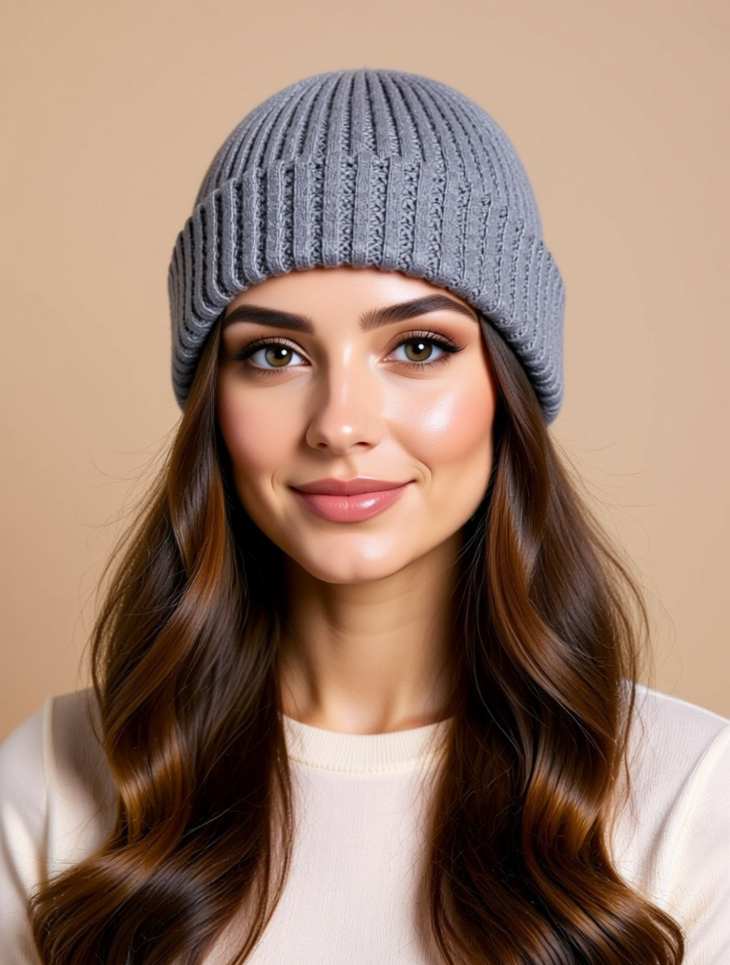 Gemütliche gerippte Strickmütze