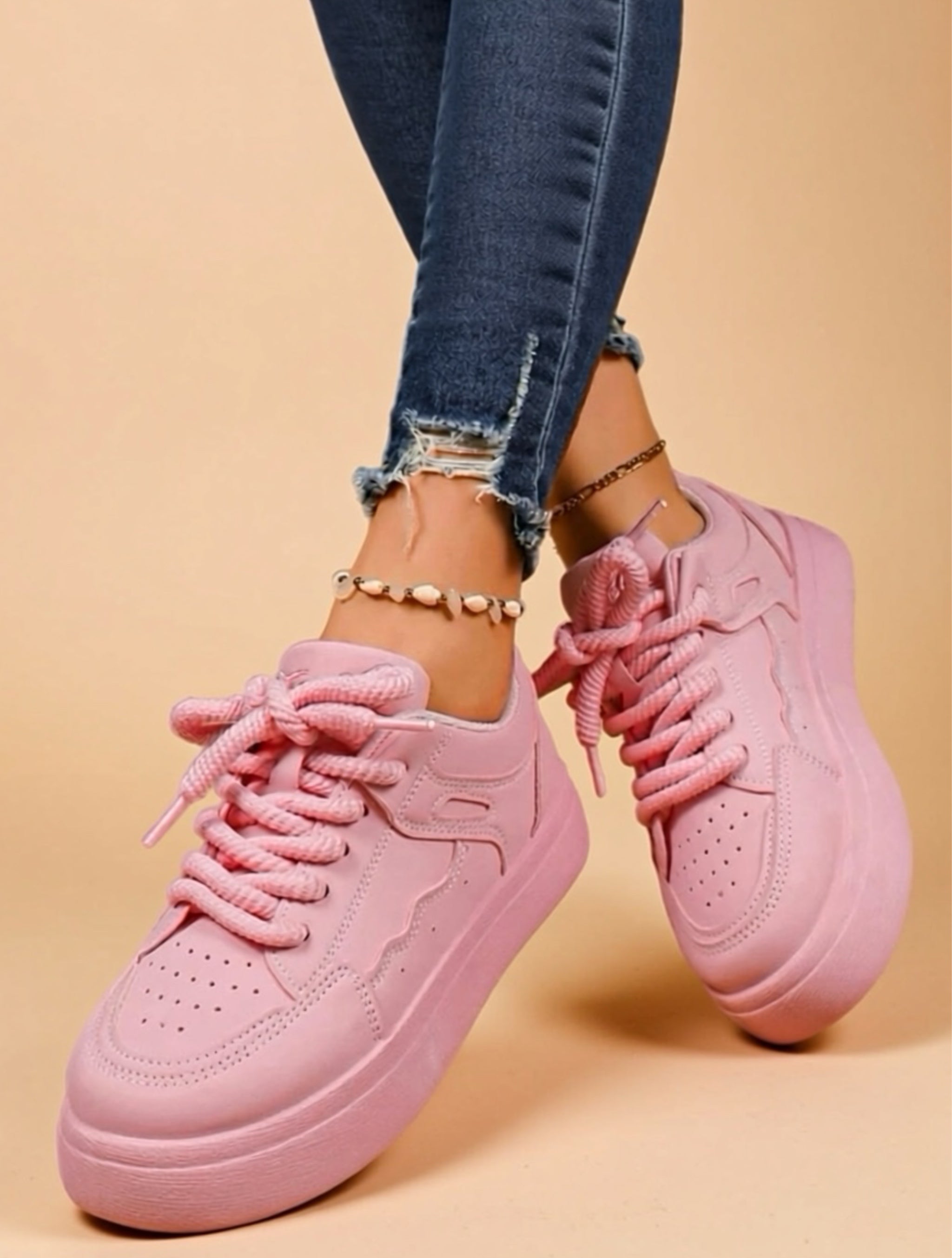 Platform Mid‑Heel Sneakers