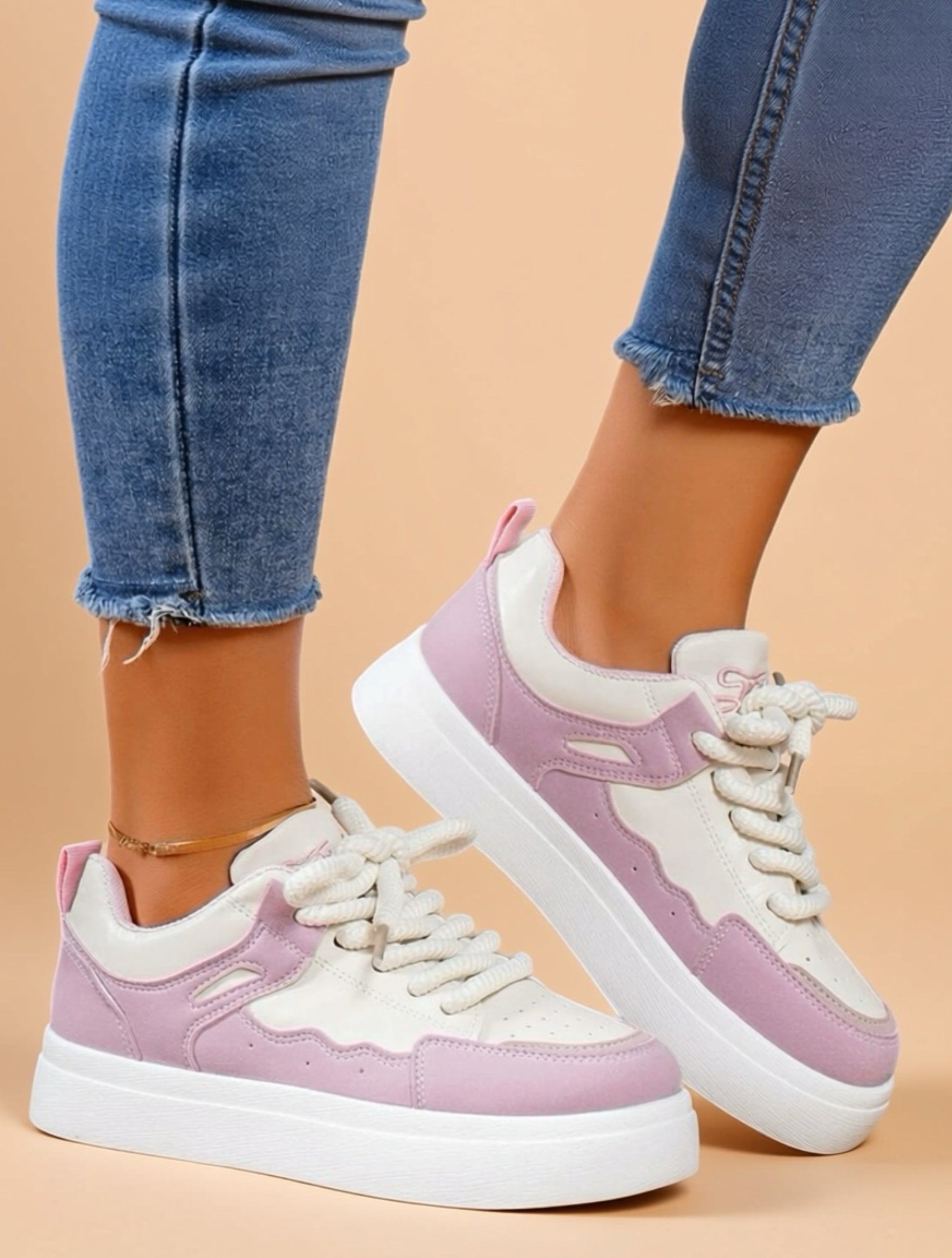 Platform Mid‑Heel Sneakers