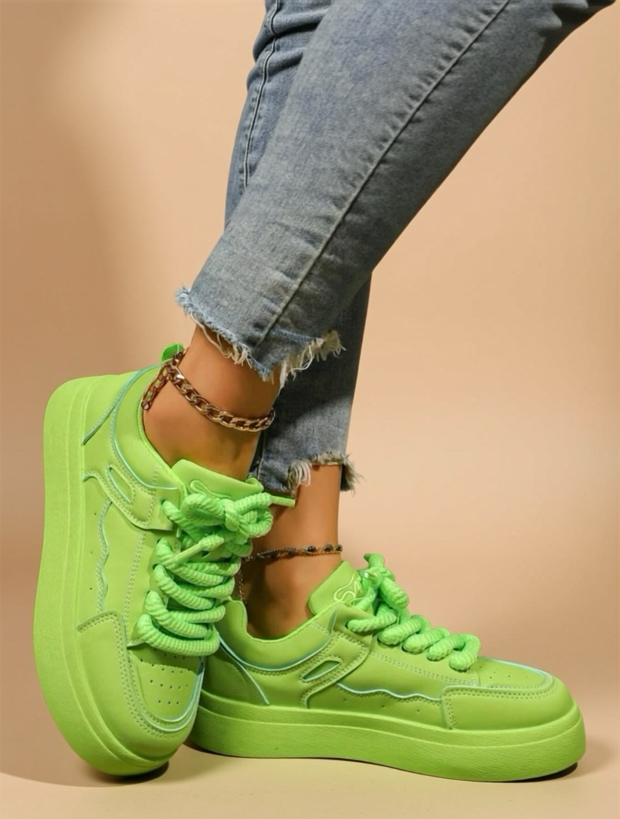 Platform Mid‑Heel Sneakers