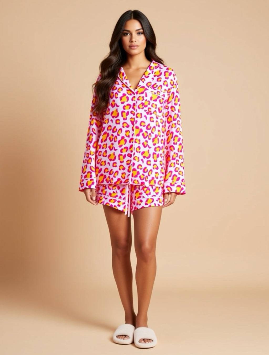 Ensemble de pyjama deux pièces imprimé léopard