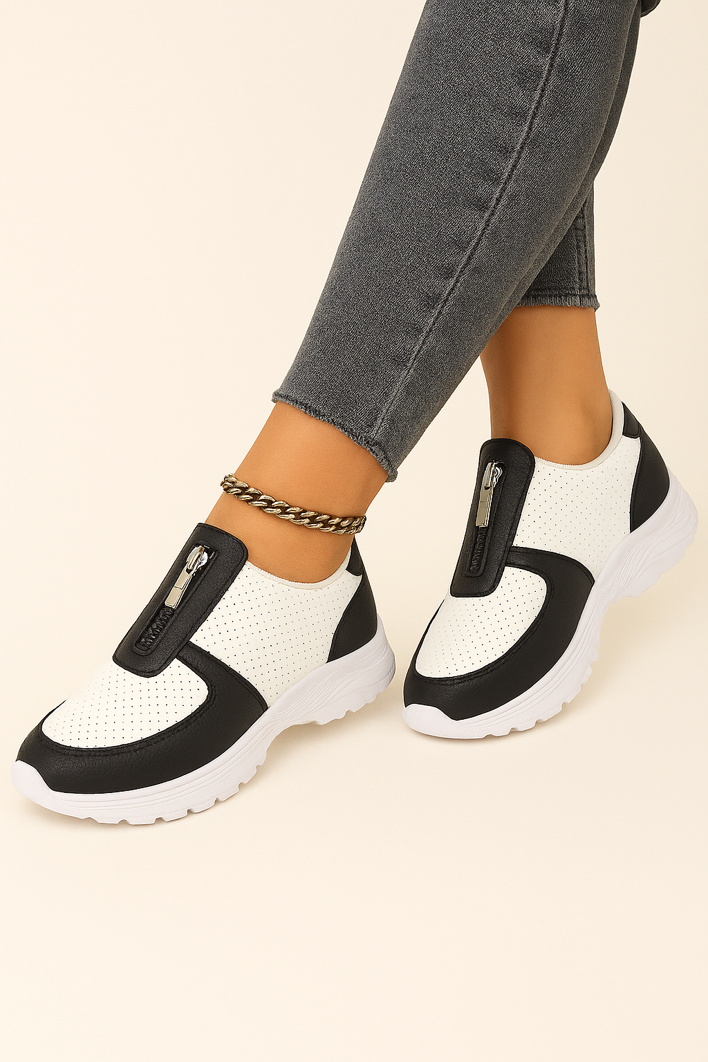 Slip-On Zip Detail Sneakers