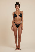 Schwarzer Boho-Zweiteiler-Bikini mit Knotendetails