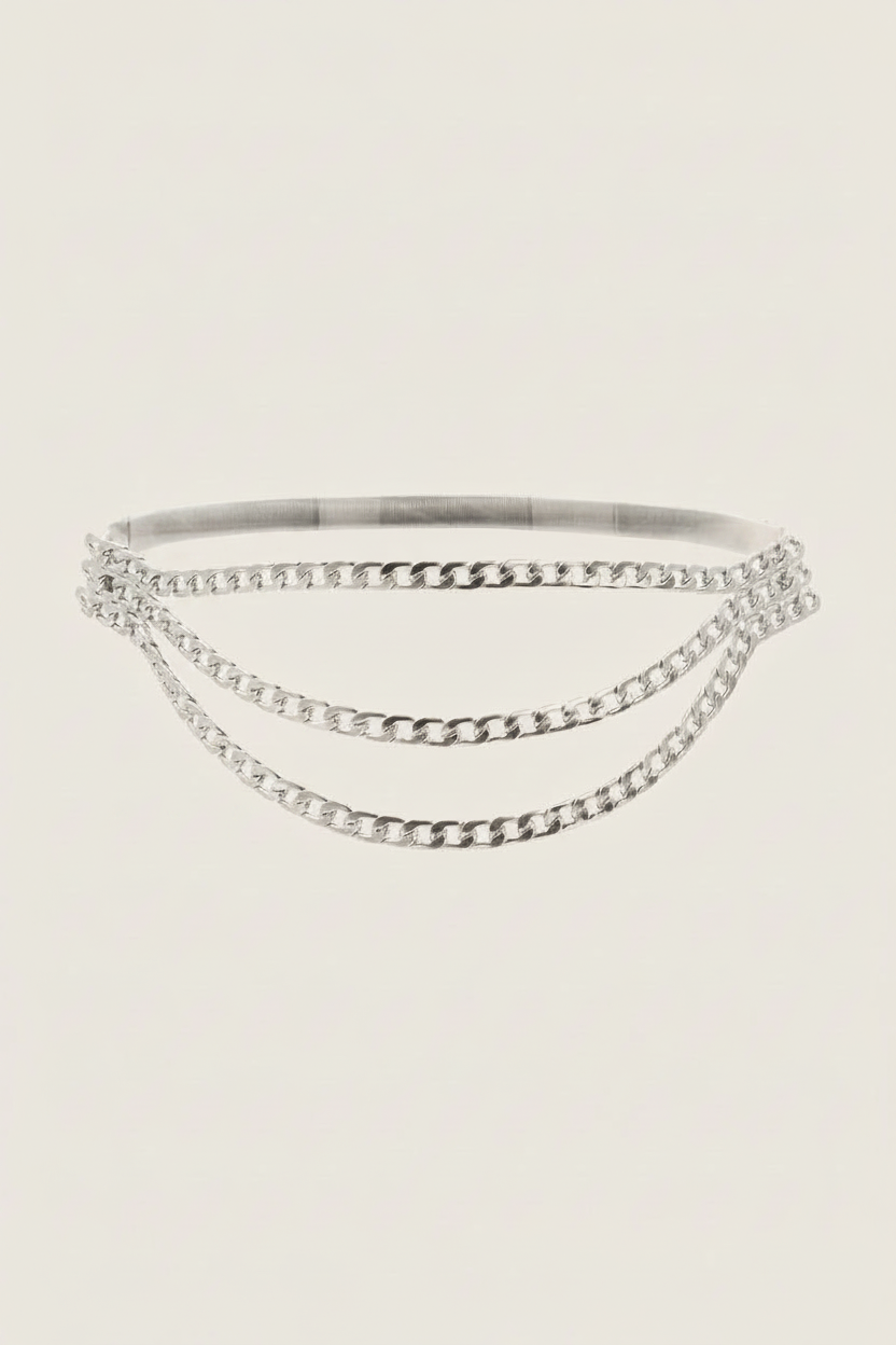 Triple Strand Metal Waist Chain Statement Belt