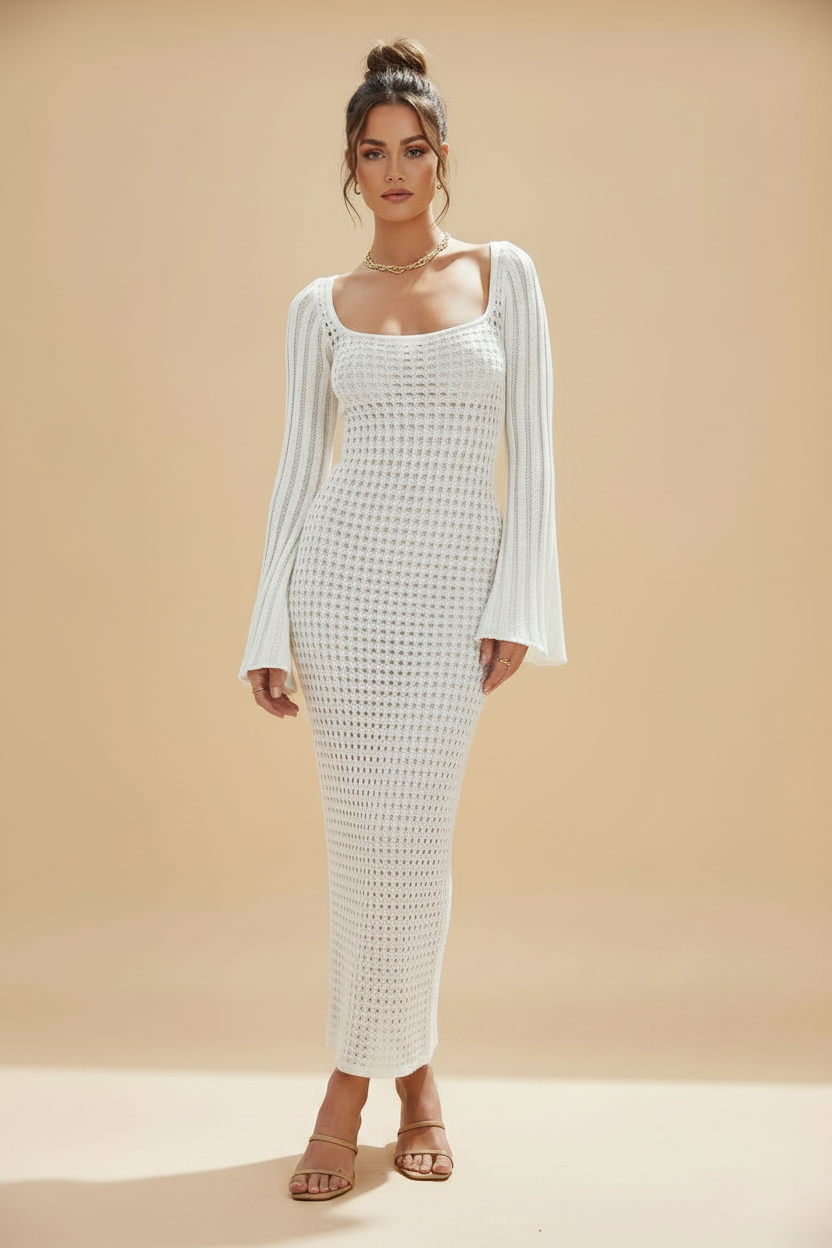 Sunset Glow Openwork Maxi Cover-Up Dress
