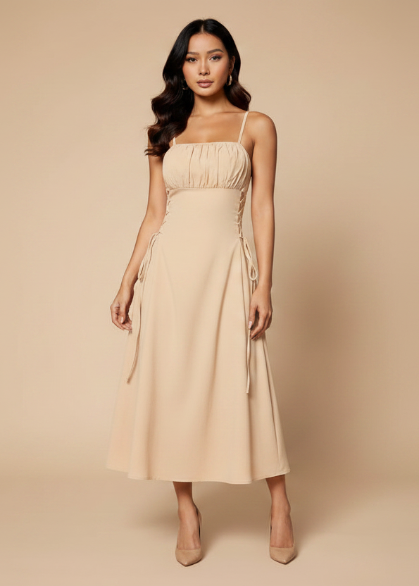 Crisscross Tie Back Midi Dress