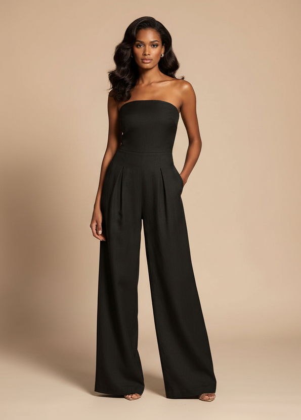 Strapless Wide Leg Jumpsuit