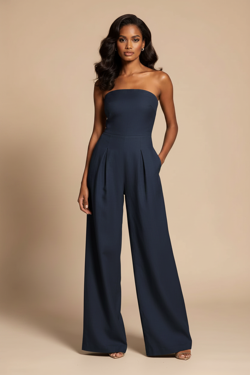 Strapless Wide Leg Jumpsuit