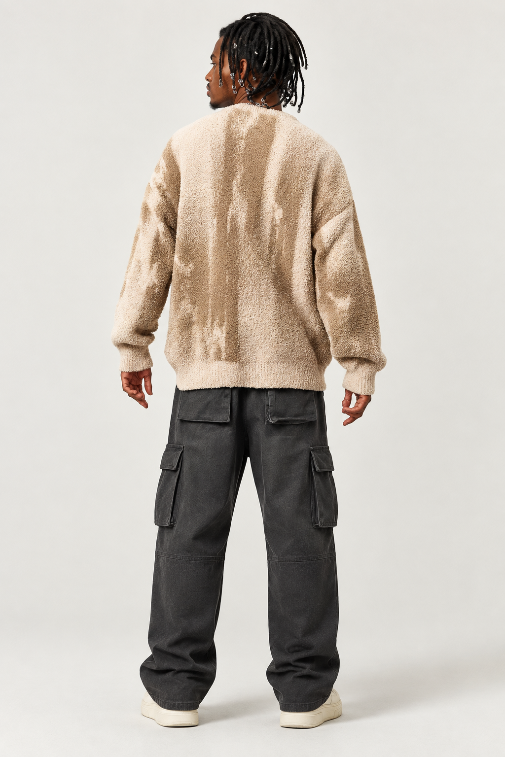 Lightweight Textured Oversized Crewneck Sweater