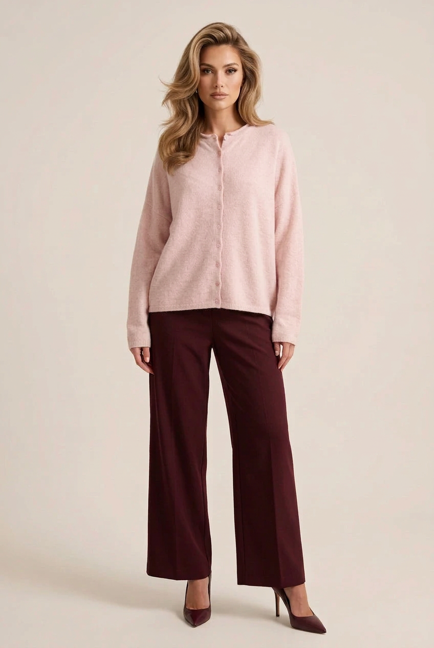 Lightweight Button-Front Stretch Knit Cardigan