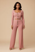 Chic Ribbed Knit 2-Piece Pant Set