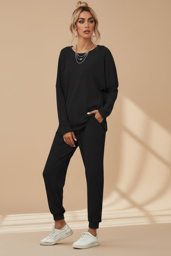 Solid Knit Two‑Piece Set