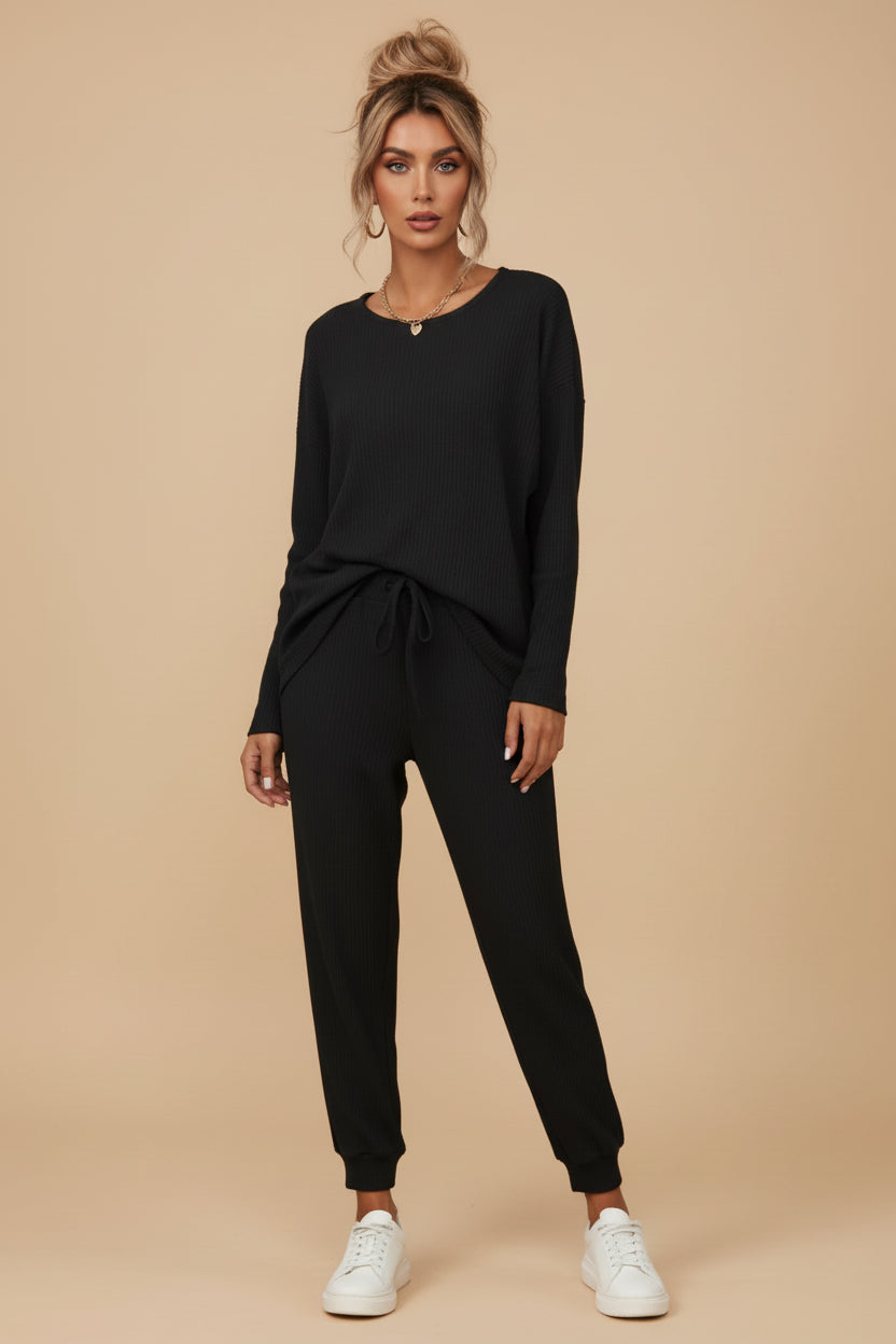 Solid Knit Two‑Piece Set