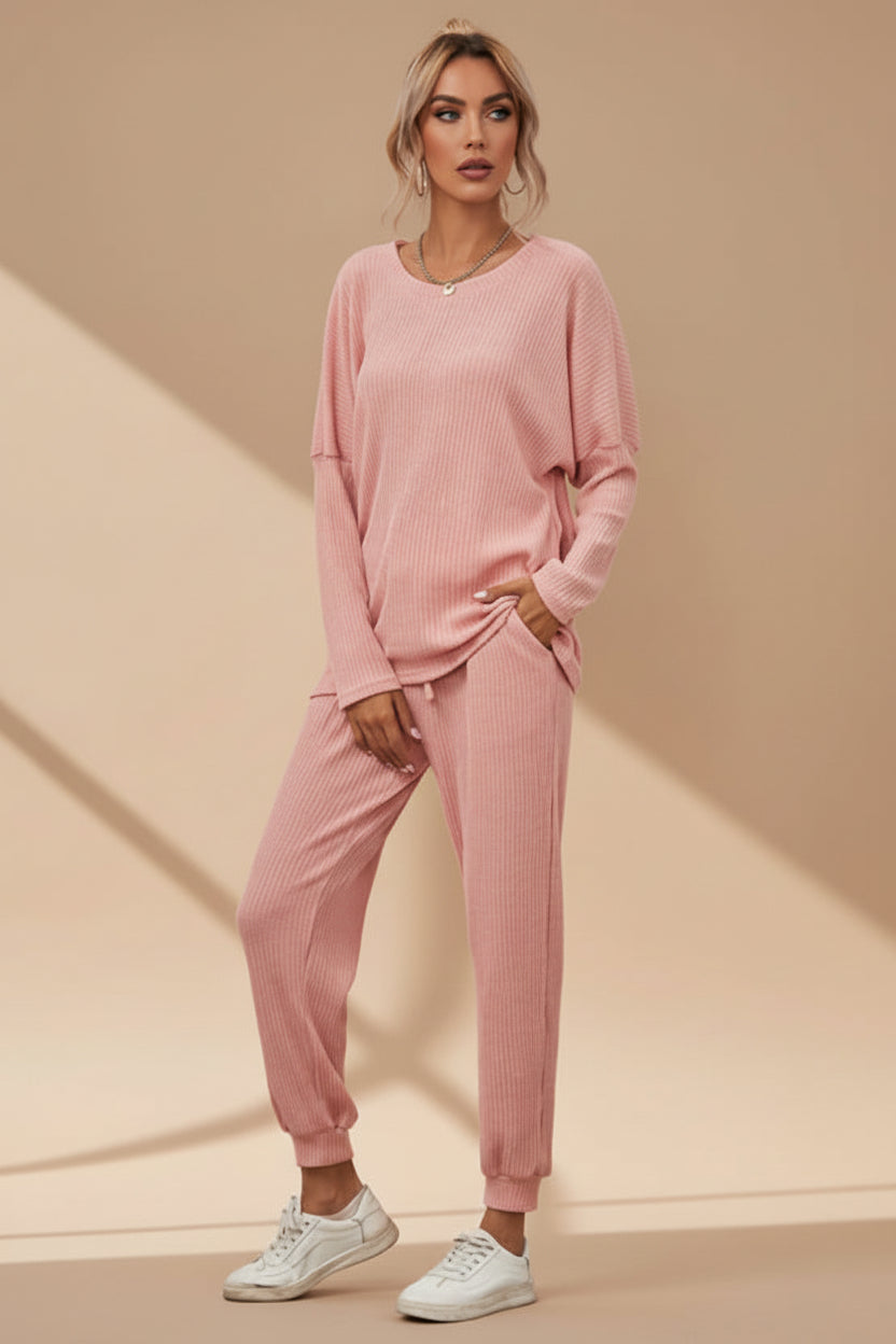 Solid Knit Two‑Piece Set