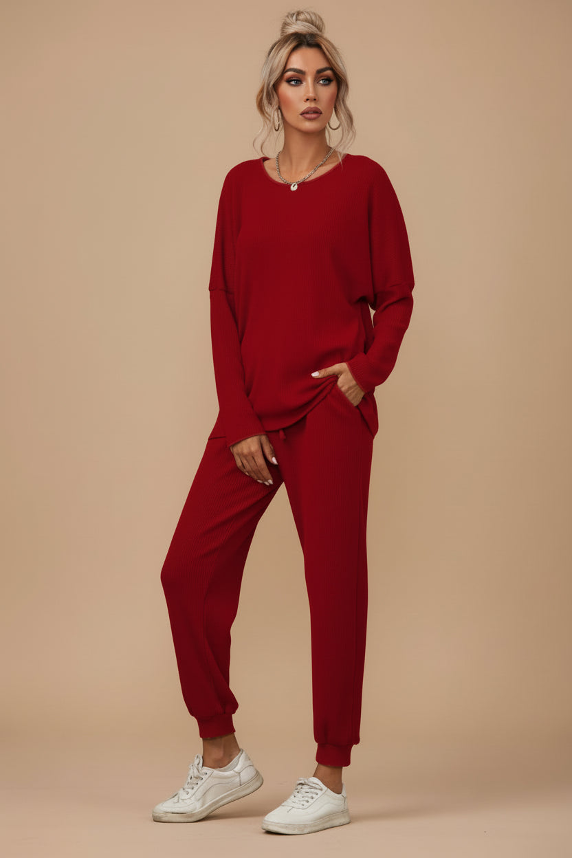 Solid Knit Two‑Piece Set