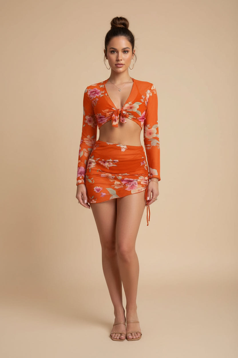 Floral Printed 4‑Piece Bikini Set