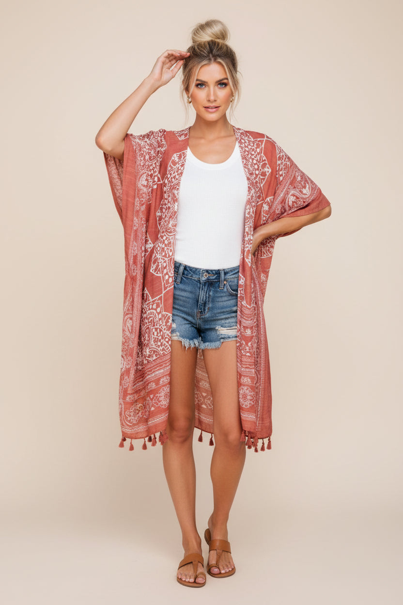 Boho Floral Swim Cover‑Up