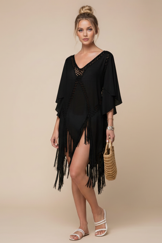 Hand Hook Fringe Beach Cover-Up