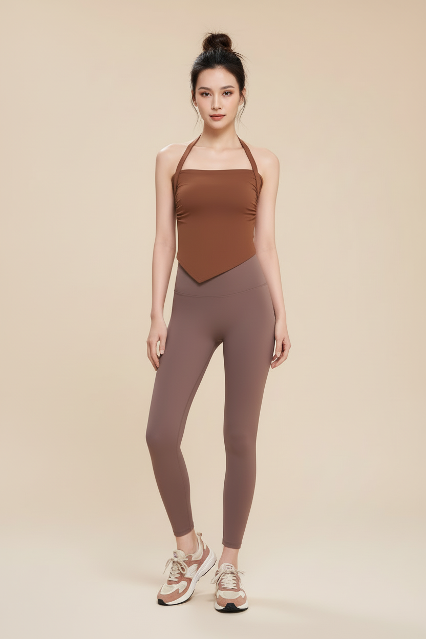 Asymmetrical Halter Neck Sports Tank Top