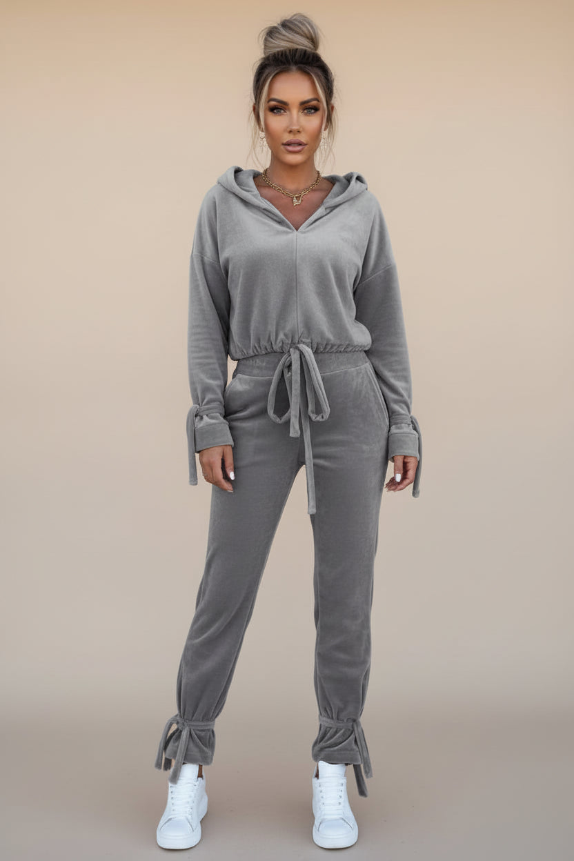 🍁 Cozy Luxe Knit Lounge Set – Hooded Top & Drawstring Pants