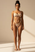 Haut et bas de maillot de bain en tricot à motif floral