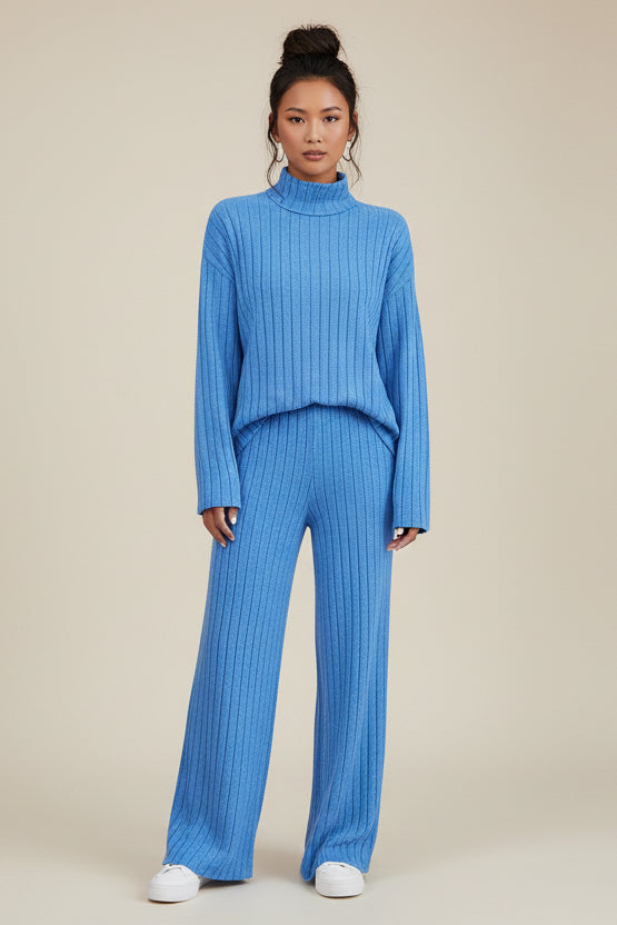 Ribbed Knit Lounge Pant Set