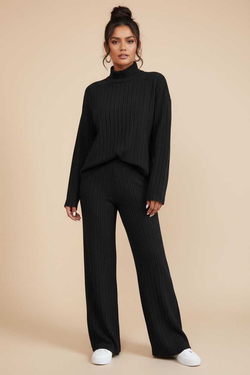 Ribbed Knit Lounge Pant Set