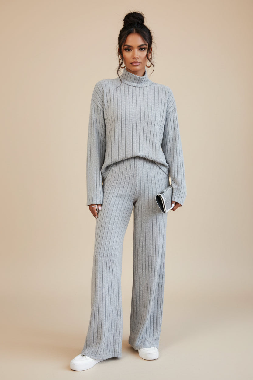 Ribbed Knit Lounge Pant Set