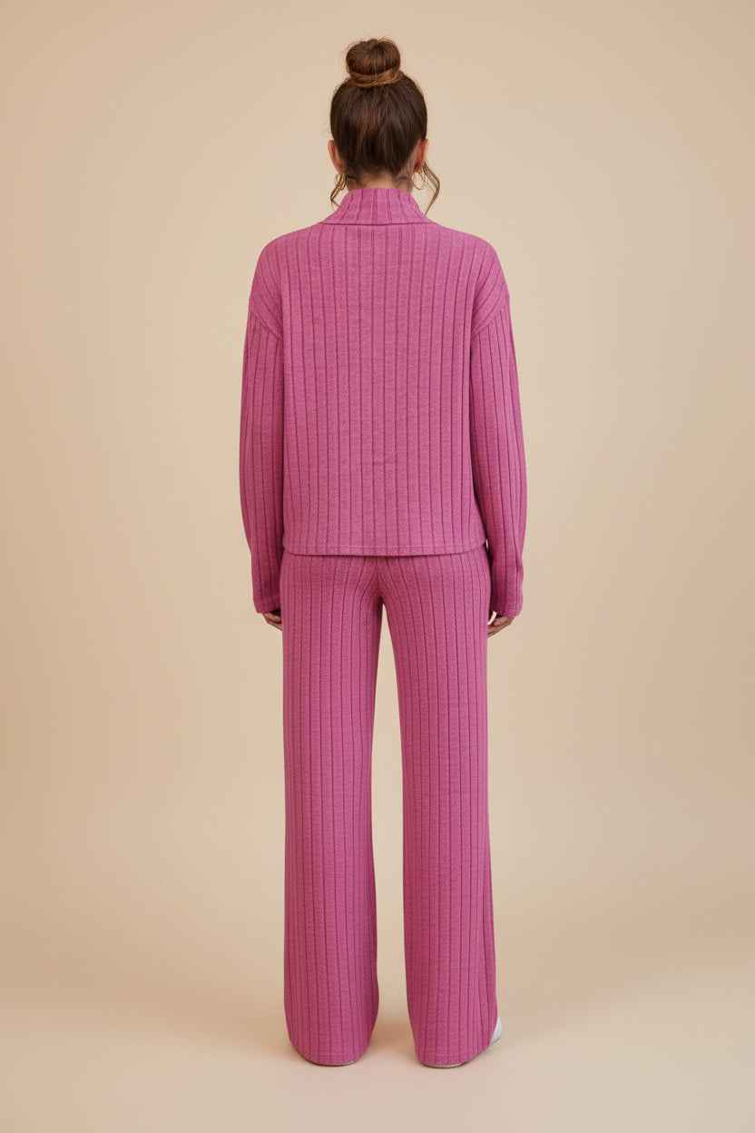Ribbed Knit Lounge Pant Set