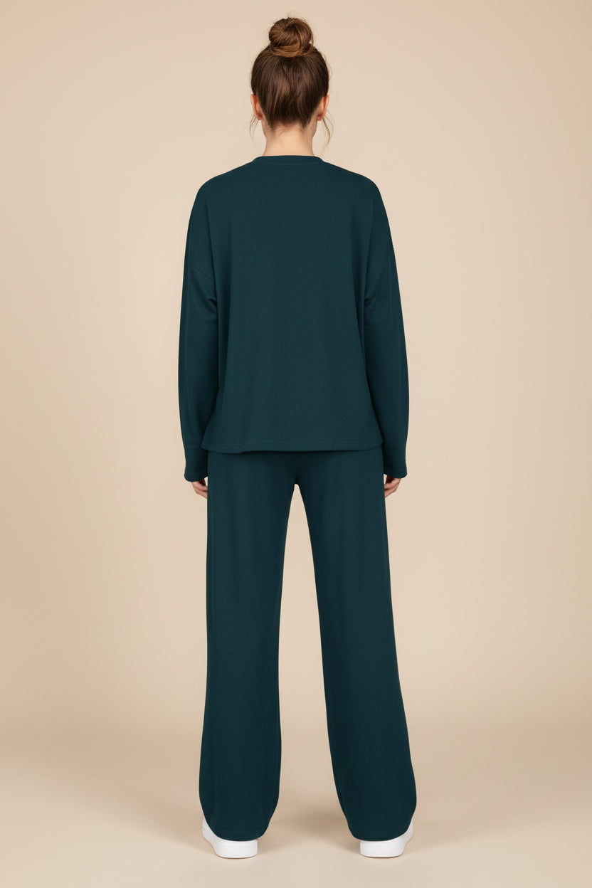 Ensemble décontracté deux pièces en maille avec pantalon