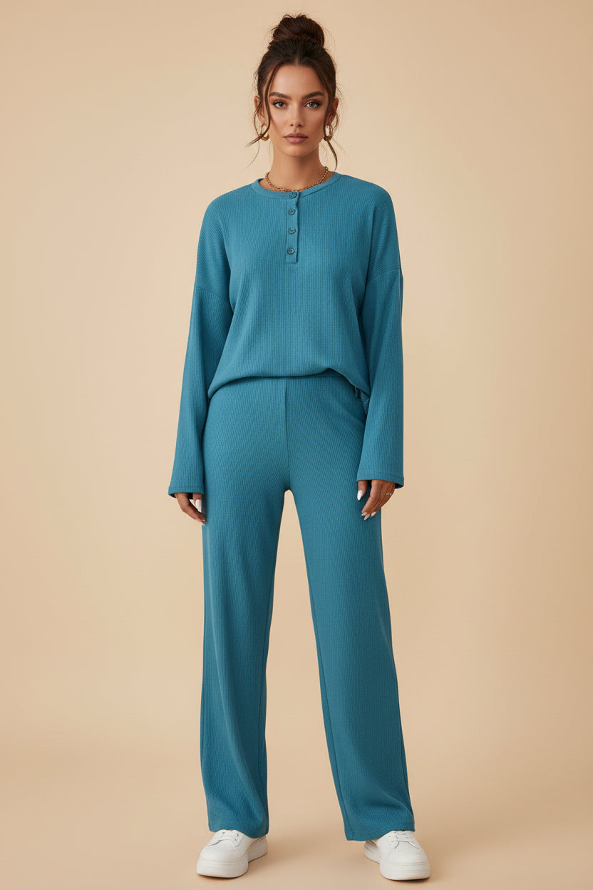 Casual Knit Two‑Piece Pants Set
