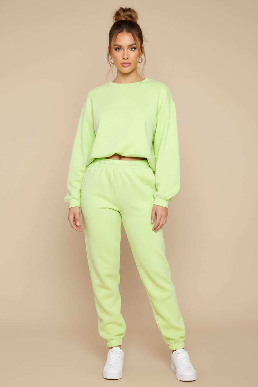 Cozy Knit Two‑Piece Lounge Set | Crewneck Sweatshirt & Jogger Pants