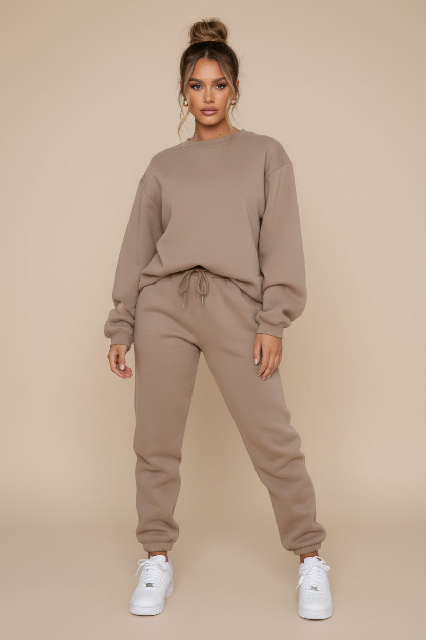 Gemütliches Zweiteiler-Strick-Loungewear-Set | Rundhals-Sweatshirt & Jogginghose