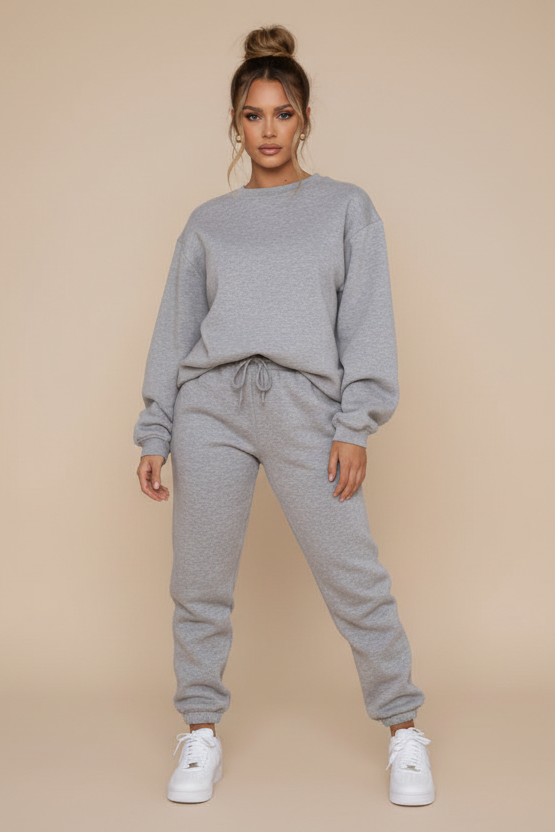 Gemütliches Zweiteiler-Strick-Loungewear-Set | Rundhals-Sweatshirt & Jogginghose