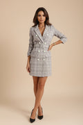 Belted Double-Breasted Long Sleeve Coat Dress with Pockets