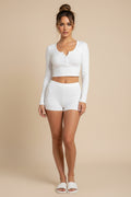 Long Sleeve Crop Top & Shorts Matching Set