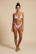 Sexy Pink Wavy Edge Bikini Set