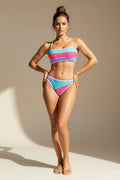 Pink & Blue Color Block Bikini Set