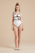 One‑Piece Swimsuit in Black or White & Matching Cover‑Up Skirt