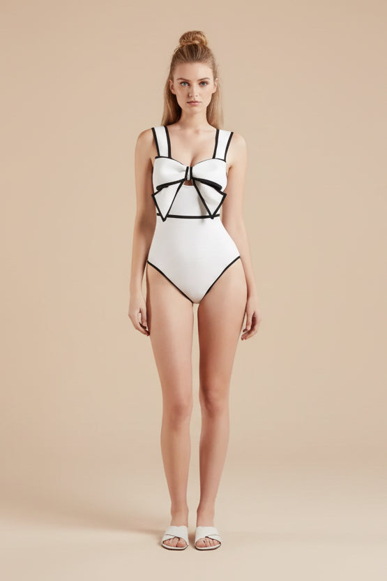 One‑Piece Swimsuit in Black or White & Matching Cover‑Up Skirt