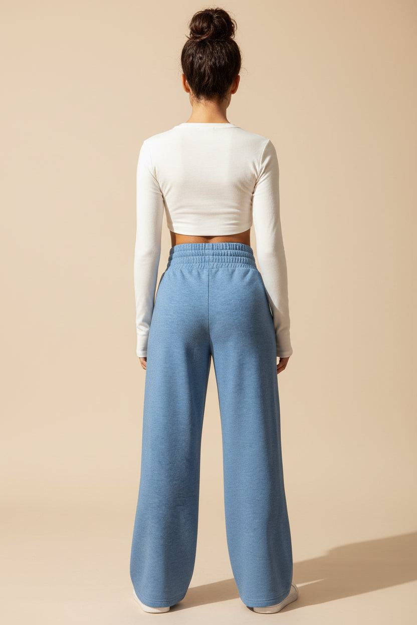 Loose Straight Leg Sweatpants – High Waist Drawstring Lounge Pants with Pockets