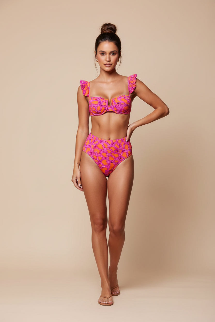 3-Piece Printed Bikini Set with Skirt Cover-Up
