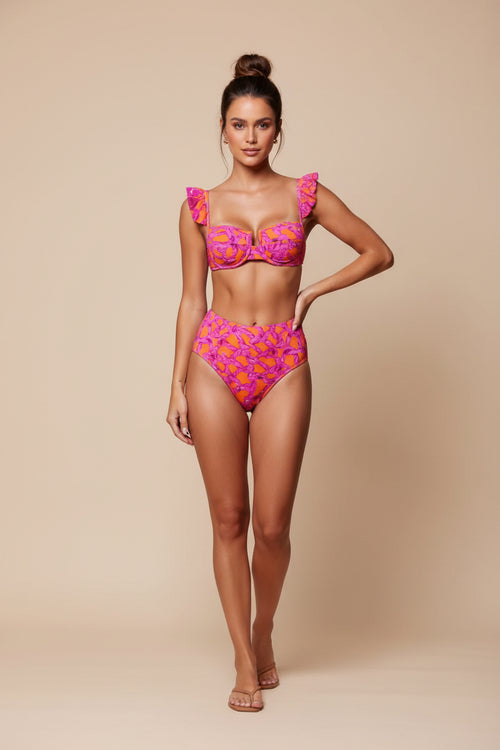 3-Piece Printed Bikini Set with Skirt Cover-Up