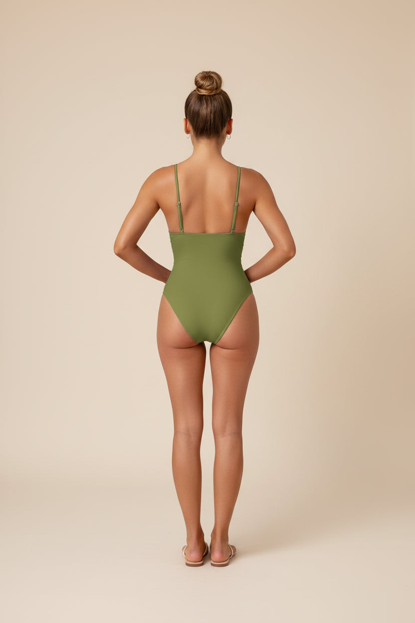 Sexy V‑Neck One‑Piece Swimsuit