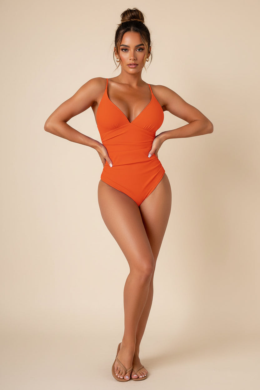 Sexy V‑Neck One‑Piece Swimsuit