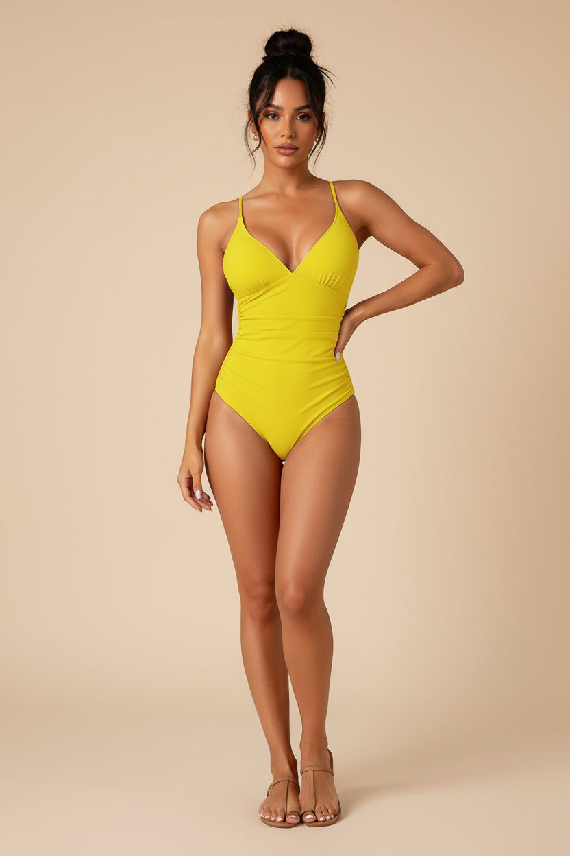 Sexy V‑Neck One‑Piece Swimsuit