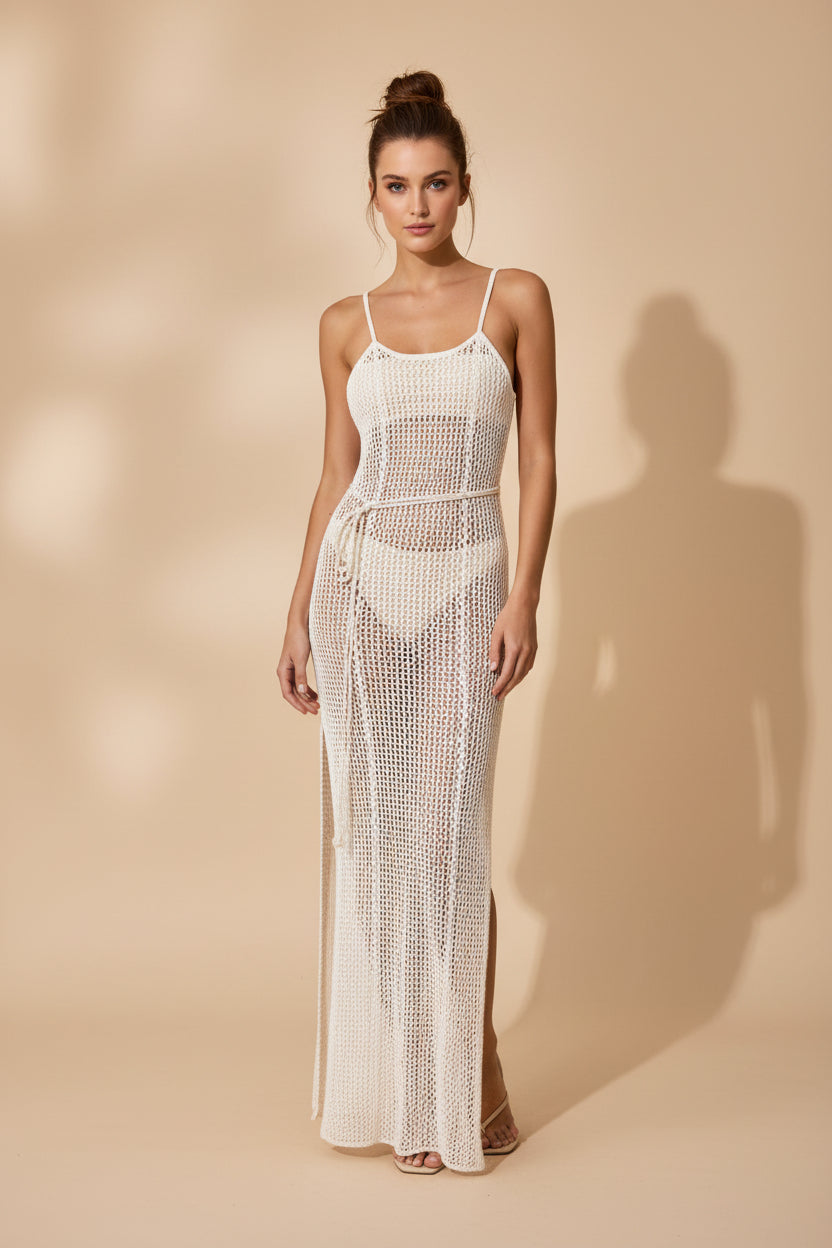 Crochet Knit Cover Up Maxi Dress