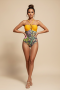 Sexy Badeanzug aus Strick mit Pflanzen-Print
